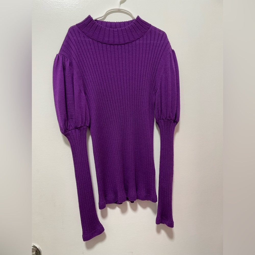 Purple Ribbed Cashmere Women's Sweater quiet luxury minimalist